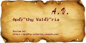 Apáthy Valéria névjegykártya